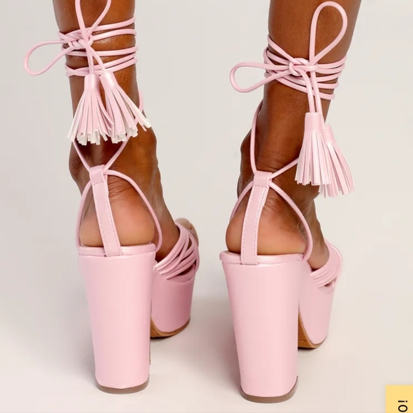 Chase & Chloe Pink Ankle Strap Heels size 7.5 - Picture 4 of 6
